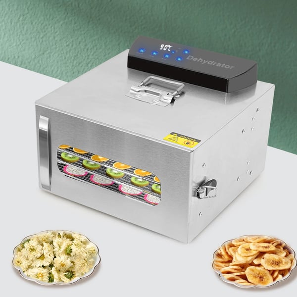 Maddehydrator, 6 lag, Justerbar temperaturkontrol,Sølv