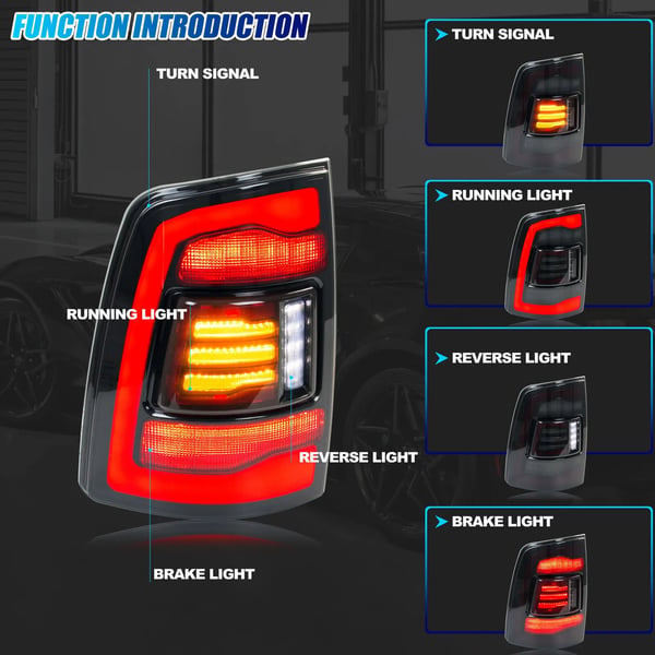 LED Baglygter, 12V Spænding, 35W Effekt, 3400 Lumen, IP67 Vandtæt, Kompatibel med Dodge Ram 1500 2500 3500