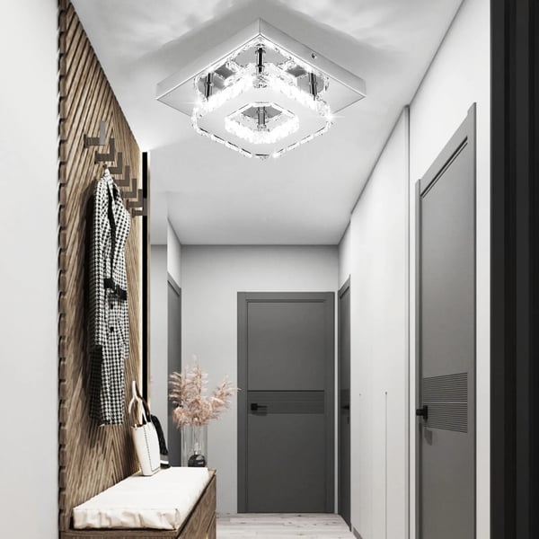 Loftlampe, Elegant Krystal Design, Lysende Belysning,Kold Hvid, 12W