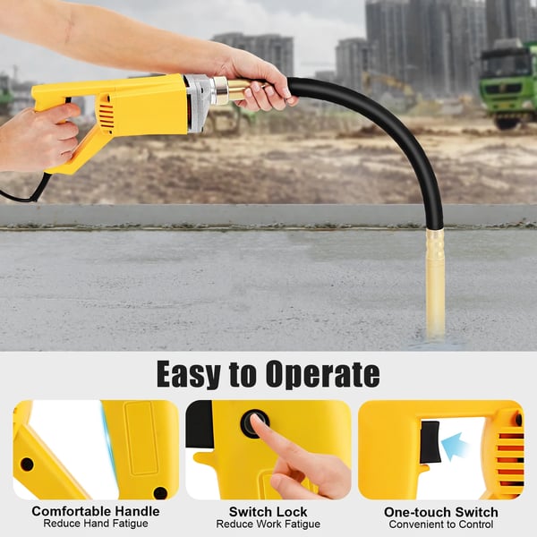 Betonvibrator, 800W Effekt, 220V Spænding, 1m Vibrerende Aksel, 4500 omdr./min Hastighed, 31*13*1.5 cm Dimensioner