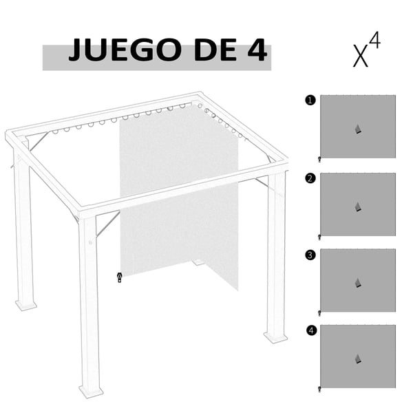 Gazebo Sidevægge, 4 Vægge, 3x2 m, Lys,GRÅ