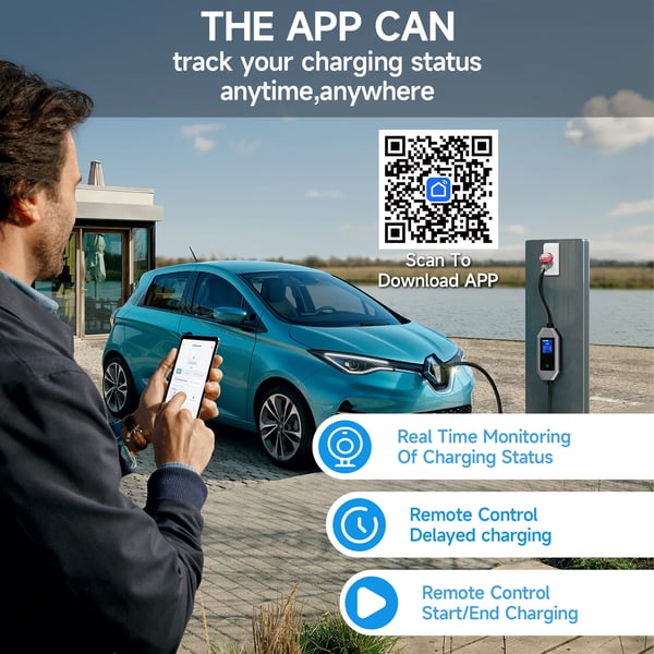 EL-lader, Smart APP Kontrol, 22KW Udgang,Type2, Type2 med APP 5M