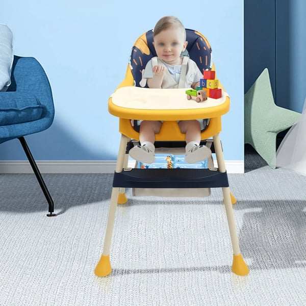 Barnstol, Justerbar Höjd, Fällbar Design,Gul