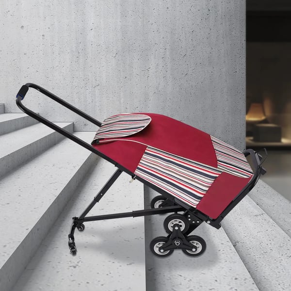 Trappeklatrer, Belastningsevne 150 kg, Sammenklappeligt design, 2 forhjul, 6 baghjul, Tykt stålramme