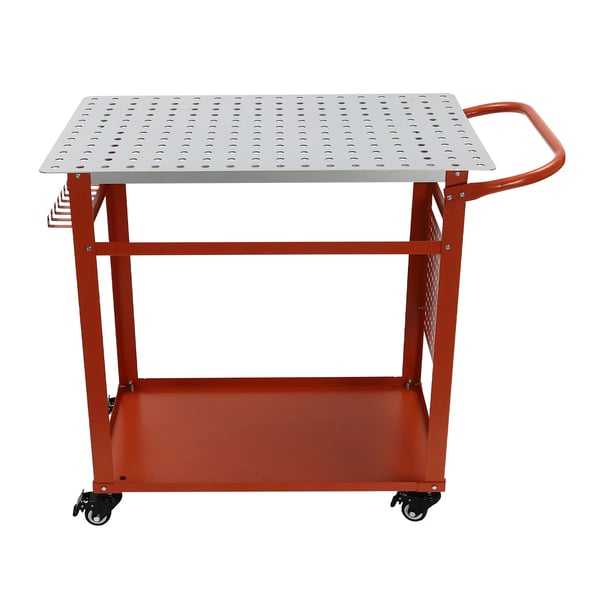 Svejsebord, 600lbs kapacitet, dobbelt-lags opbevaring,M, Rød, 1stk