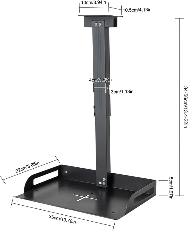 Projektorloftbeslag, Aluminiumlegering, Justerbar Vinkel,sort