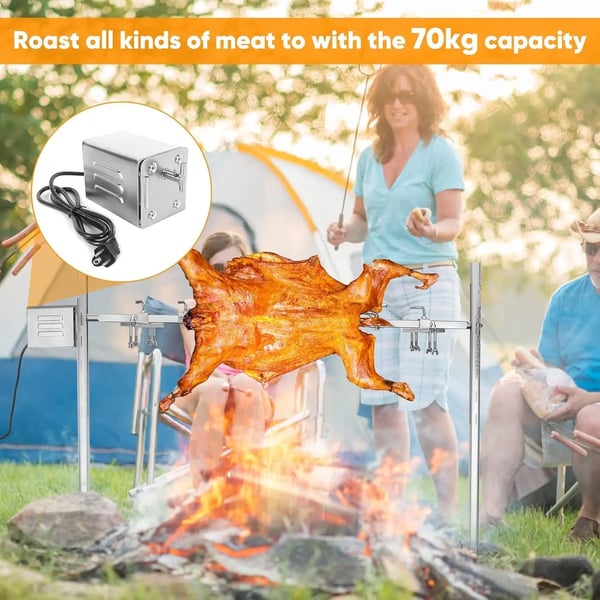 BBQ Grill Rister, 15W Motor, Rustfrit Stål Konstruktion,Sølv