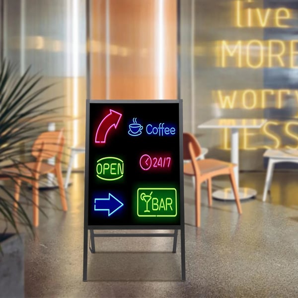 LED Meddelelsestavle, Robust Stativ, Kreativ Visning,sort