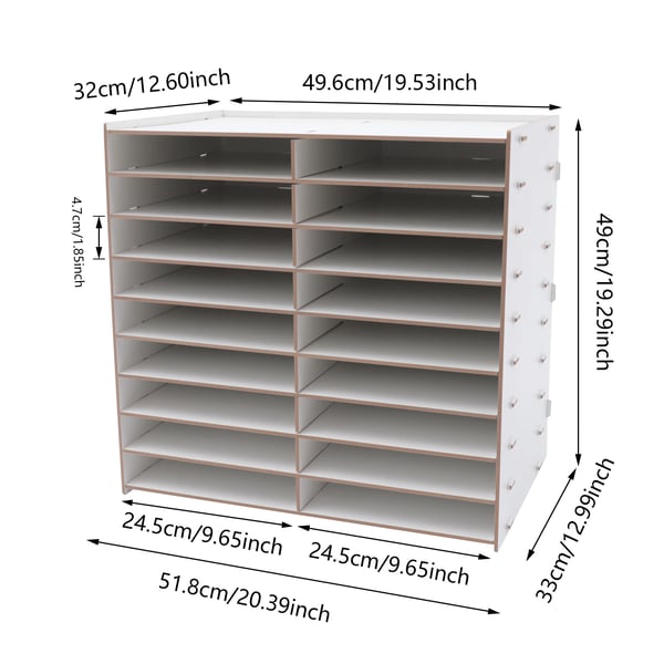 Kontorpapirorganisator, 9-lags design, stor kapacitet