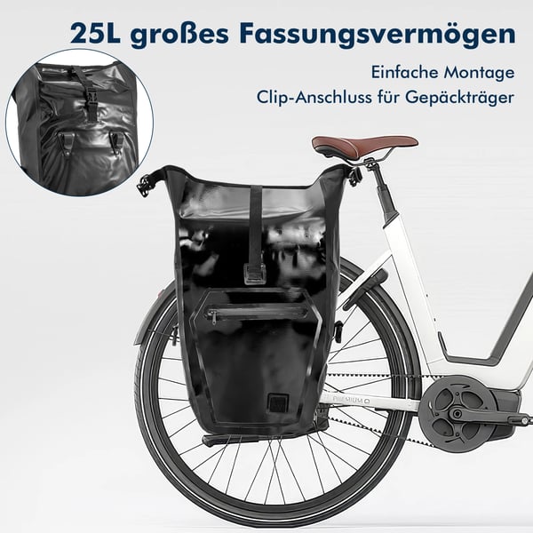 Cykeltaske, Vandtæt, Stor Kapacitet,sort
