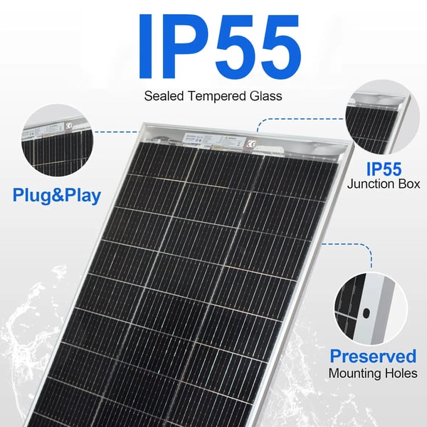 Aurinkopaneeli, 120W maksimiteho, yksikiteinen piimateriaali, vedenpitävä muotoilu, 1kpl 120w paneeli