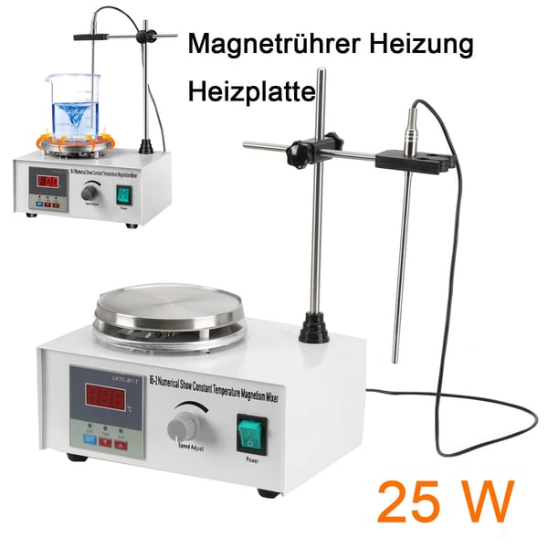 Magnetisk Rører, 25W Effekt, 200W Opvarmning, Maksimal Hastighed 2000 omdr./min, Maksimal Temperatur 100 °C, Kapacitet 1000 ml
