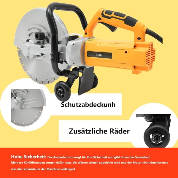 Stenklipper, 3000 W, 350 mm klinge, 4200 omdr./min hastighed, 220 V spænding, 15,5 kg bruttovægt