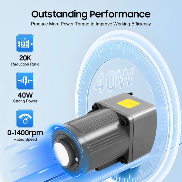 Elektrisk Gearmotor, 40W Effekt, Uendeligt Justerbar Hastighed, 0-1400 RPM