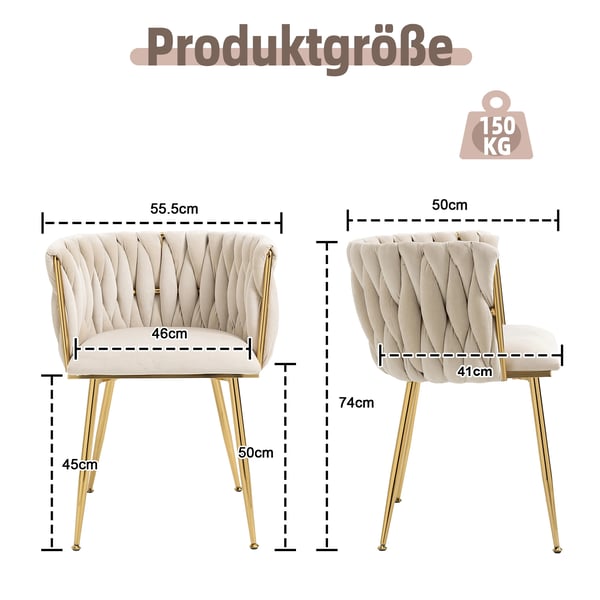 Matstol, Sammetstyg, Elegant Design,Elfenben - Sammet - Skum