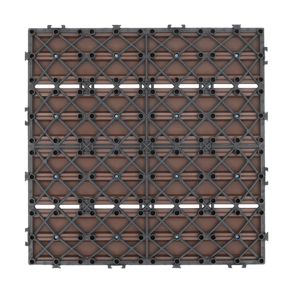 Sammenkoblede Dækfliser, 12" x 12", Skridsikker Overflade, Nem Installation, Indendørs/Udendørs Kompatibilitet, Holdbart WPC Materiale