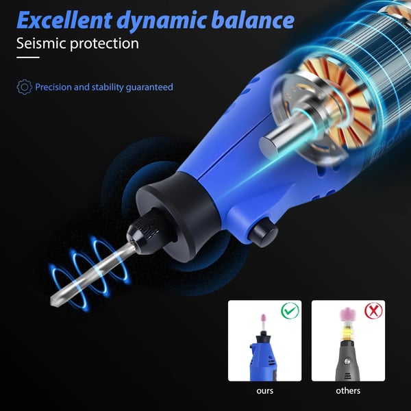 Rotary værktøj, 300W effekt, 6-hastigheds kontrol, 10000-32000 omdr./min, 80 tilbehør, CE-certificeret