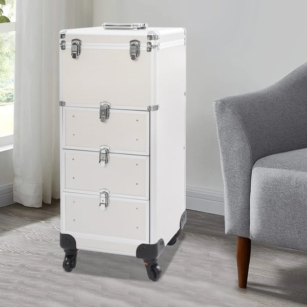 Makeupväska, bärbar låda, stor kapacitet,Silver