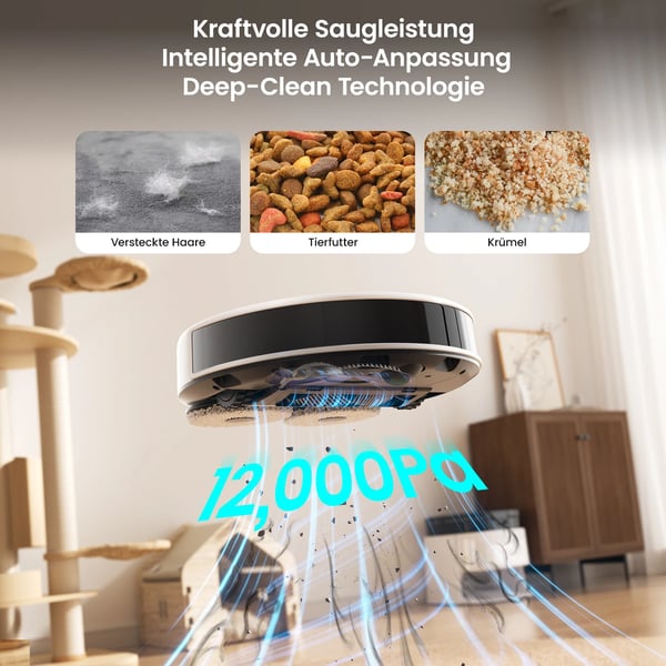 Robotstøvsuger, 12000 Pa sugeeffekt, 220 minutters batterilevetid,M3L