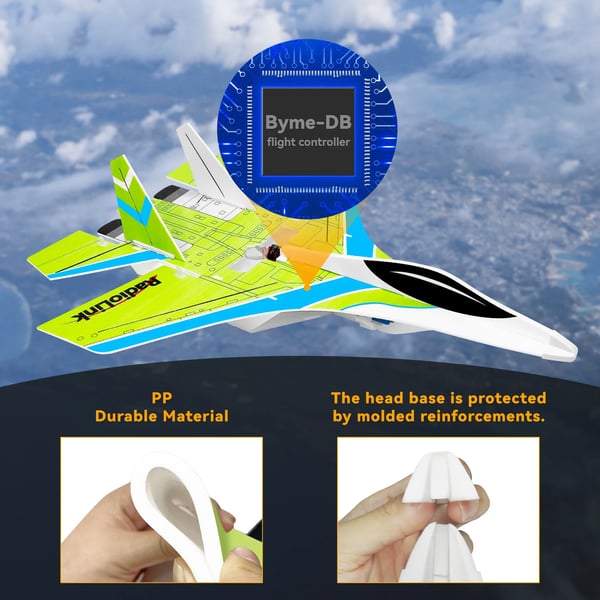Radiolink SU27 Jager RC Fly, 4000M Kontrolafstand, 3 Flyvemåder,RTFBAGT8FBM2