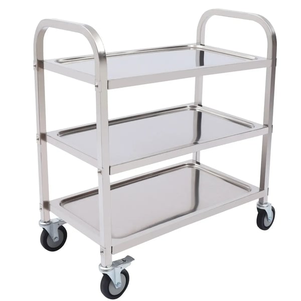 Serveringsvagn, Rostfritt Stål, 3-Nivå Design,75cm