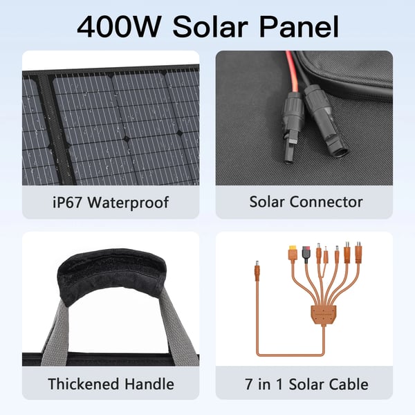 Solpanel, Fällbar Design, Hög Effektivitet,400W solpanel
