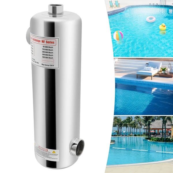 Rustfrit Stål Swimmingpool Varmeveksler, 60 kW Effekt, Høj Effektivitet,Sølv