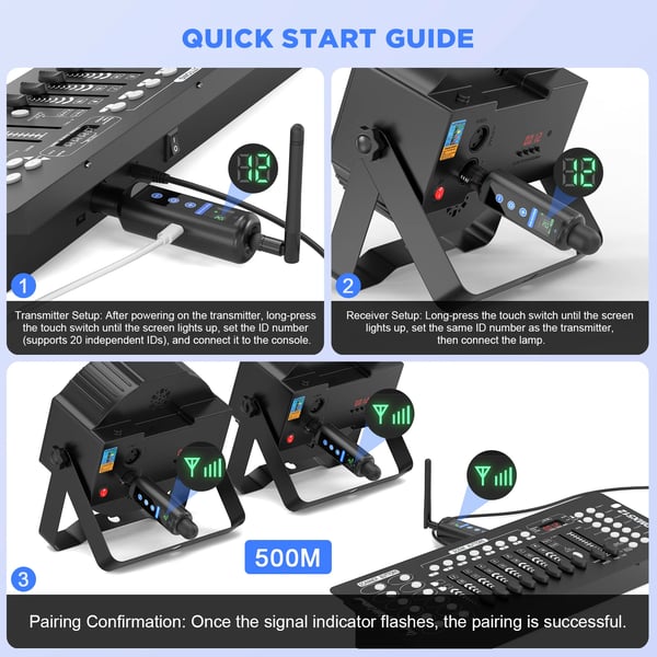 DMX512 Lähetin, Langaton Ohjaus, OLED-näyttö,4PCS