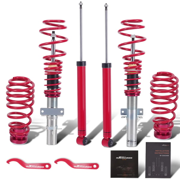 Coilover sænkningskit, justerbar højde 35mm-75mm, fjederlængde foran 239mm, fjederlængde bag 230mm, fjederhastighed foran 3.5kg/mm