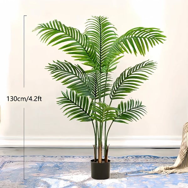 Kunstig Palmetræ, Gulvplacering, Indendørs og Udendørs Dekoration,130cm