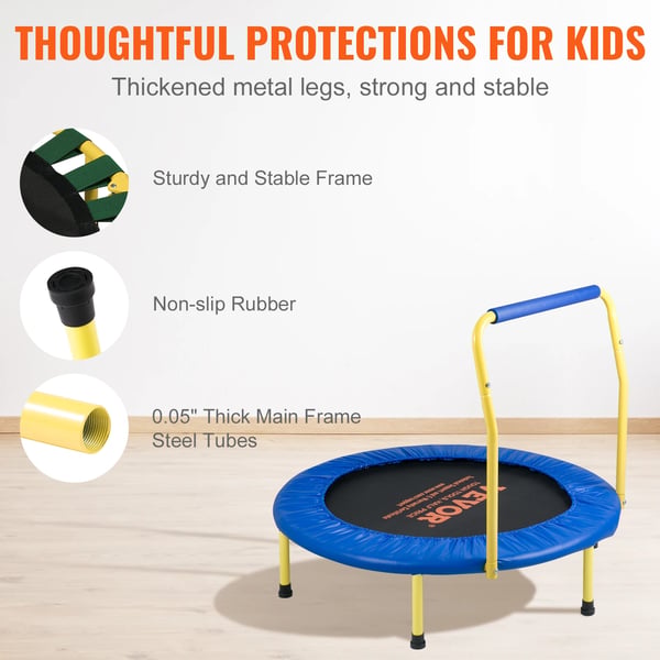 Trampolin, Holdbar Stålramme, Sammenklappelig for Nem Opbevaring,3FT