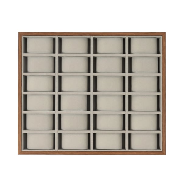 Klockorganisatör, 24 fack, elegant design, grå