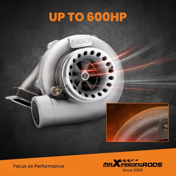 Turbocharger, Maksimal effekt 600 HK, Vare længde 26 cm, Vare bredde 24 cm, Vare højde 23 cm, Materiale Ductile jern QT