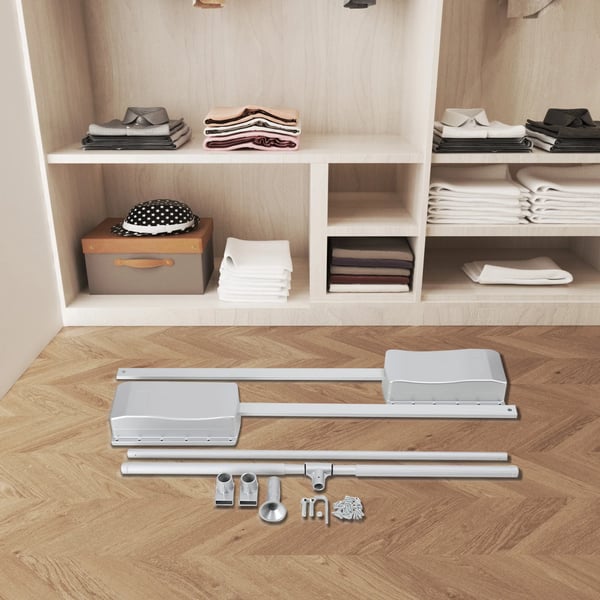 Tøjstang, Metalmateriale, 20 kg Maksimal Belastning, Justerbar Længde, Egnet til Garderober, Glat Løftemekanisme