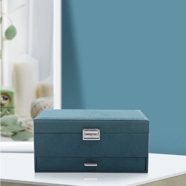 Smykkeskrin Organizer, Tre-lags Design, God Kapacitet,mørkegrøn