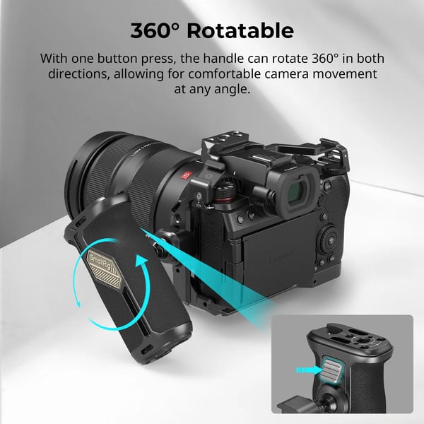 Kamerahåndtag, 360° Bi-Direktionel Rotation, Ergonomisk Greb,Side Håndtag 4359