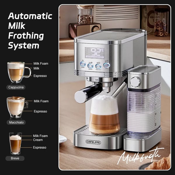 Cafelffe Fuldautomatisk Espressomaskine, 20 Bar Tryk, Én-Touch Betjening,EU