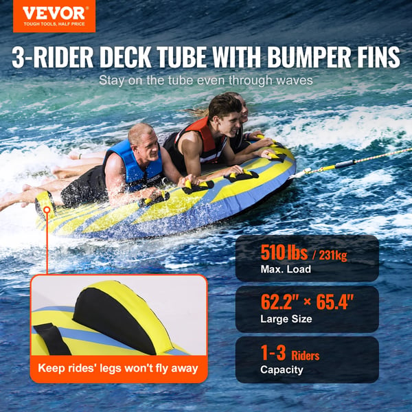 Trekantabletube, 1-3 personer, holdbart nylon, 6 EVA-håndtag,Rund 3