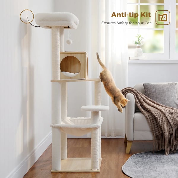 Kattetårn, Multi-niveau Design, Behagelig Plys Seng,AMT0215BG, L