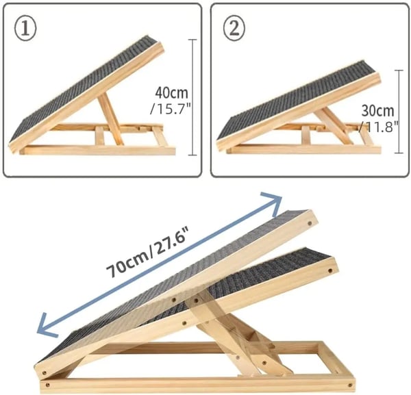 Kæledyrsramp, Justerbar Højde, Skridsikker Overflade,70cm