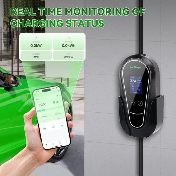 Bærbar EV-lader, APP-kontrol, 5M længde,TYPE2, 7KW 32A