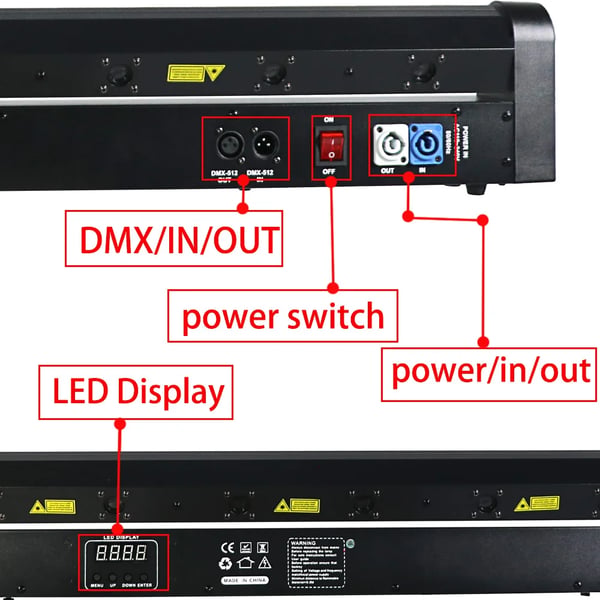 Stråle Laser Projektor Lys, 8 Øjne, DMX512 Kontrol, Indendørs Brug,2PCS, EU stik