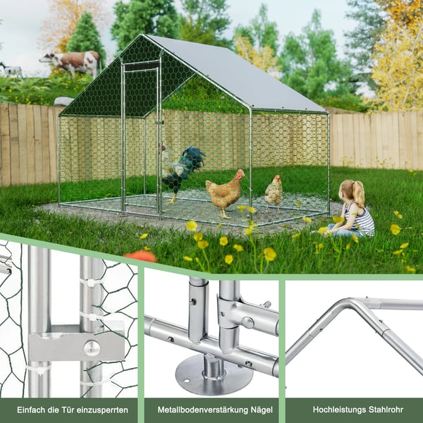 Eläinaitaus, kestävä metallirunko, vedenpitävä kansi,3x1.5x2m