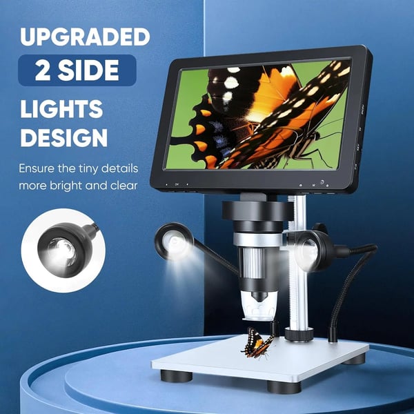 Digital Mikroskop, 12MP Opløsning, 8 LED Belysning,1200X, 220V med EU-stik