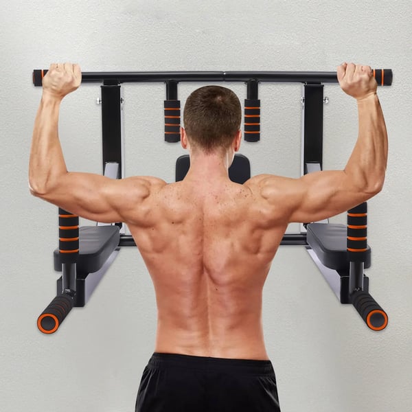 Pull Up Bar, Væghængt, Understøtter 440 lbs,sort