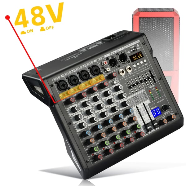 Lydmixer, 6 kanaler, 99 DSP-effekter,EU-stik
