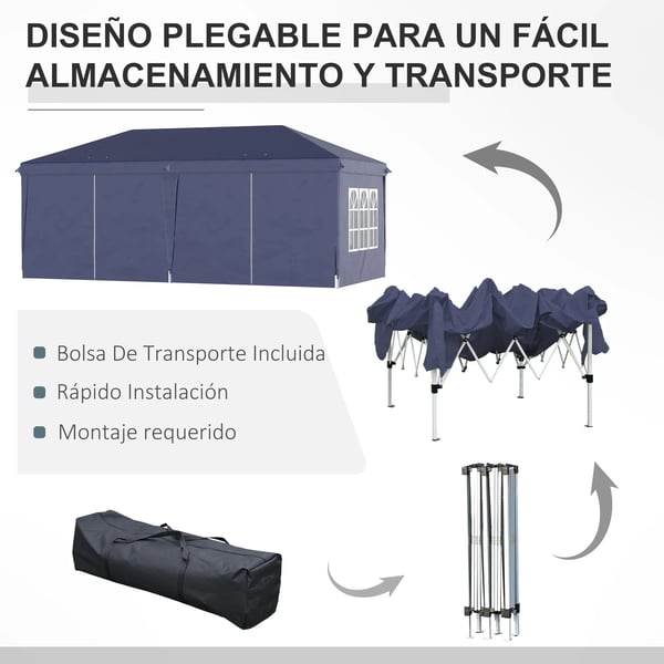 Folding Gazebo, 6m x 3m Størrelse, Oxford Materiale