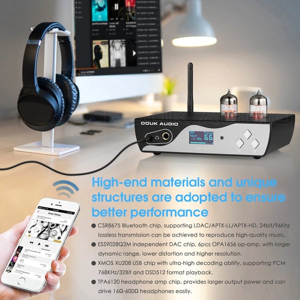 DAC-T2, Bluetooth 5.0, optiske og koaksiale indgange