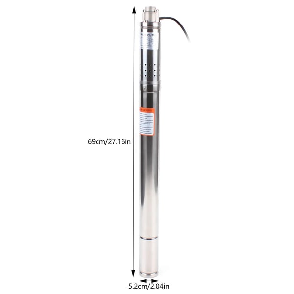 Dybbrøndspumpe, 370W Effekt, 1000 L/h Flow Rate,220V, Sølv, EU