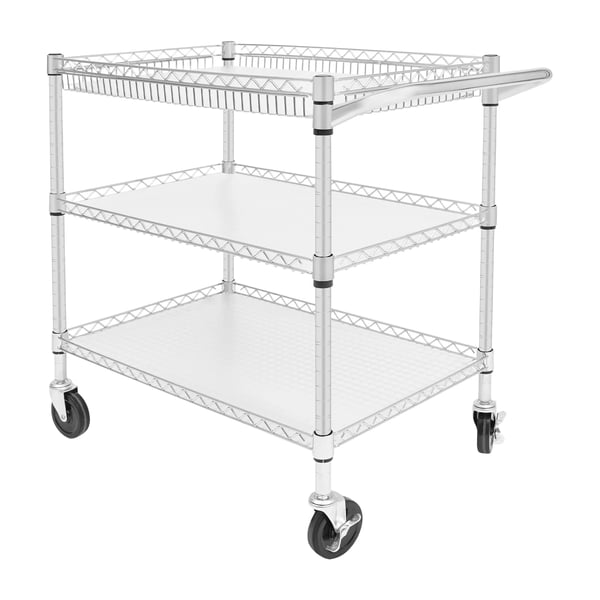 Serveringsvagn, 3 hyllor, modern design,Silver